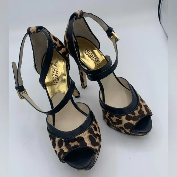 MICHAEL KORS HEELS LEOPARD PRINT SIZE 7 - Picture 2 of 10